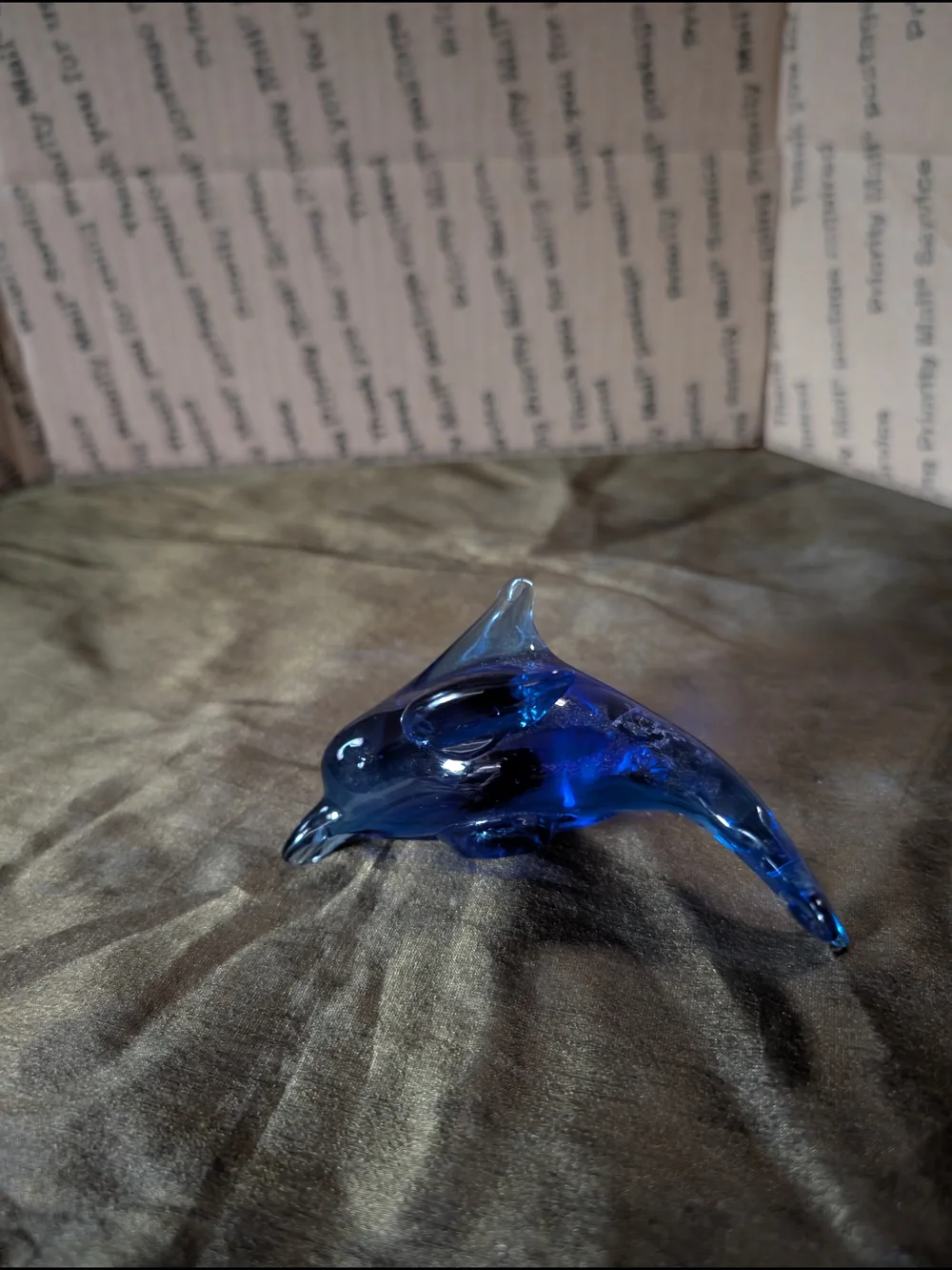 Blue Glass Dolphin Aquarium Ornament - Decorative Fish Accent